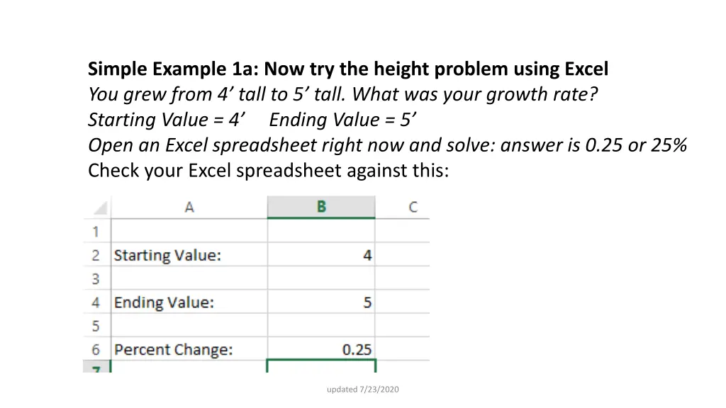 simple example 1a now try the height problem