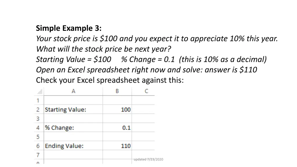 simple example 3 your stock price