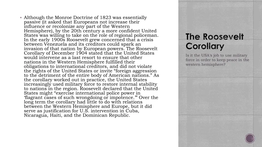 although the monroe doctrine of 1823
