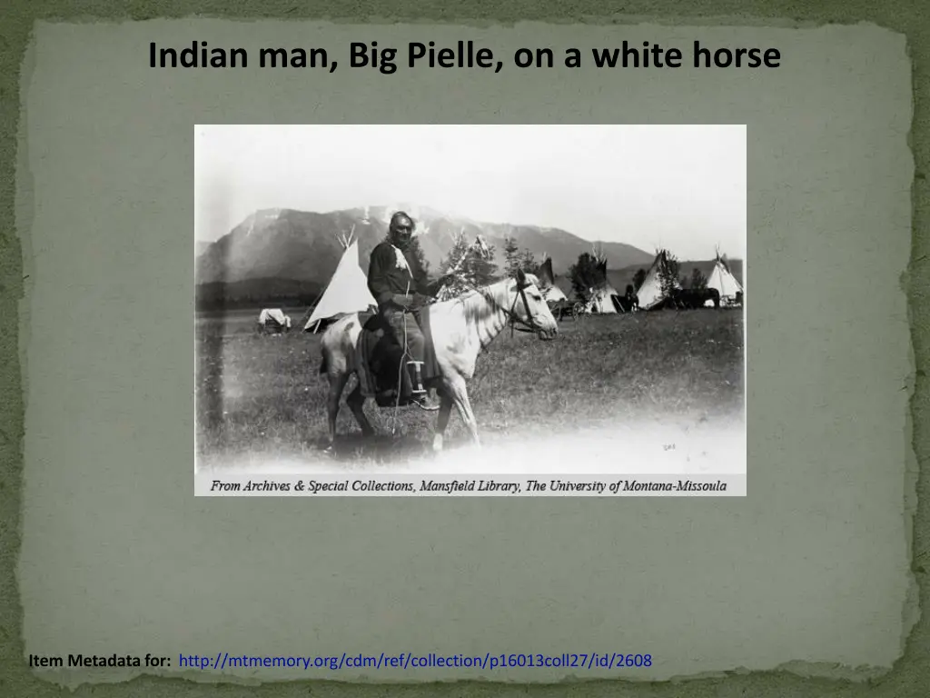 indian man big pielle on a white horse