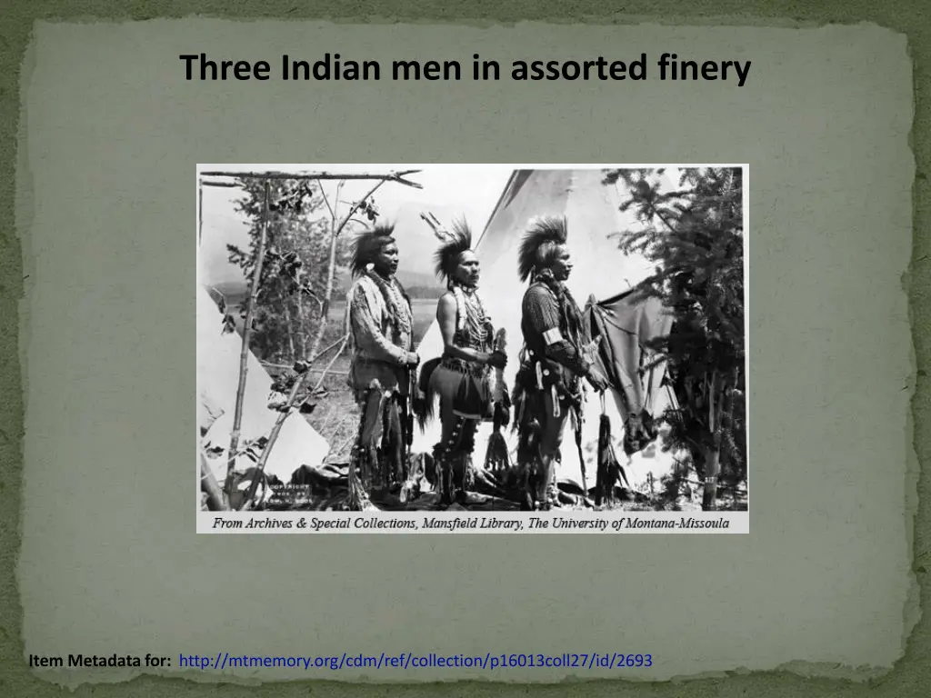 three indian men in assorted finery