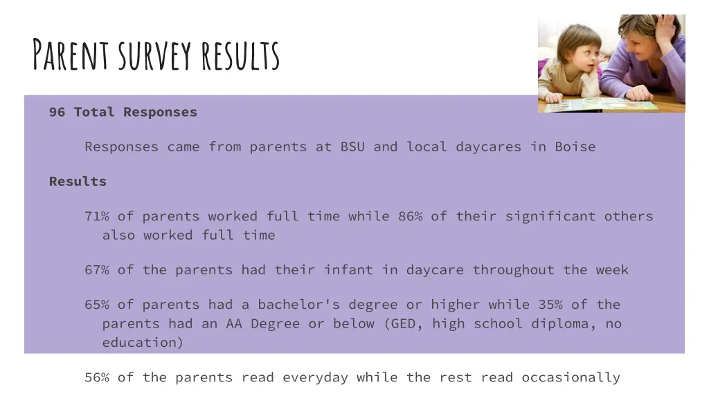 parent survey results