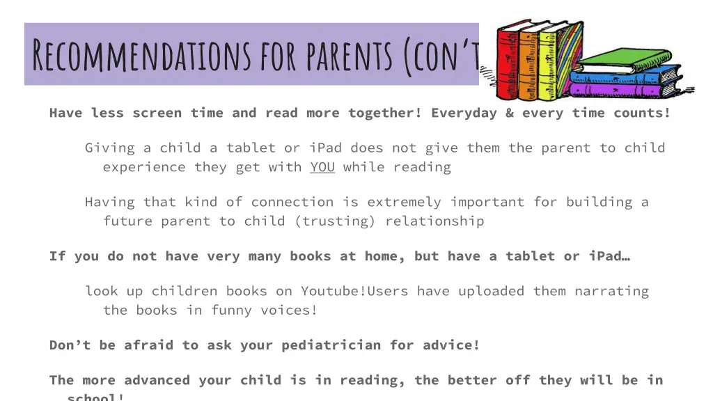 recommendations for parents con t