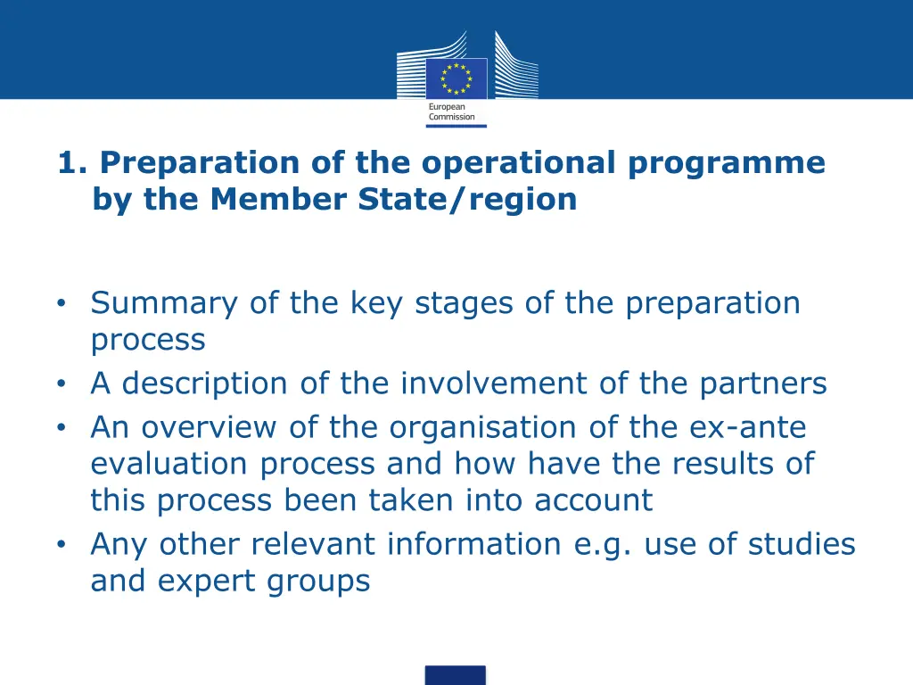 1 preparation of the operational programme