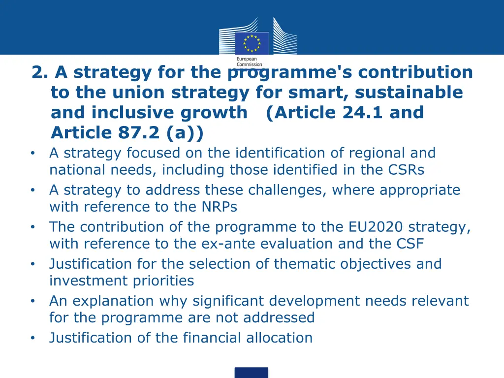 2 a strategy for the programme s contribution
