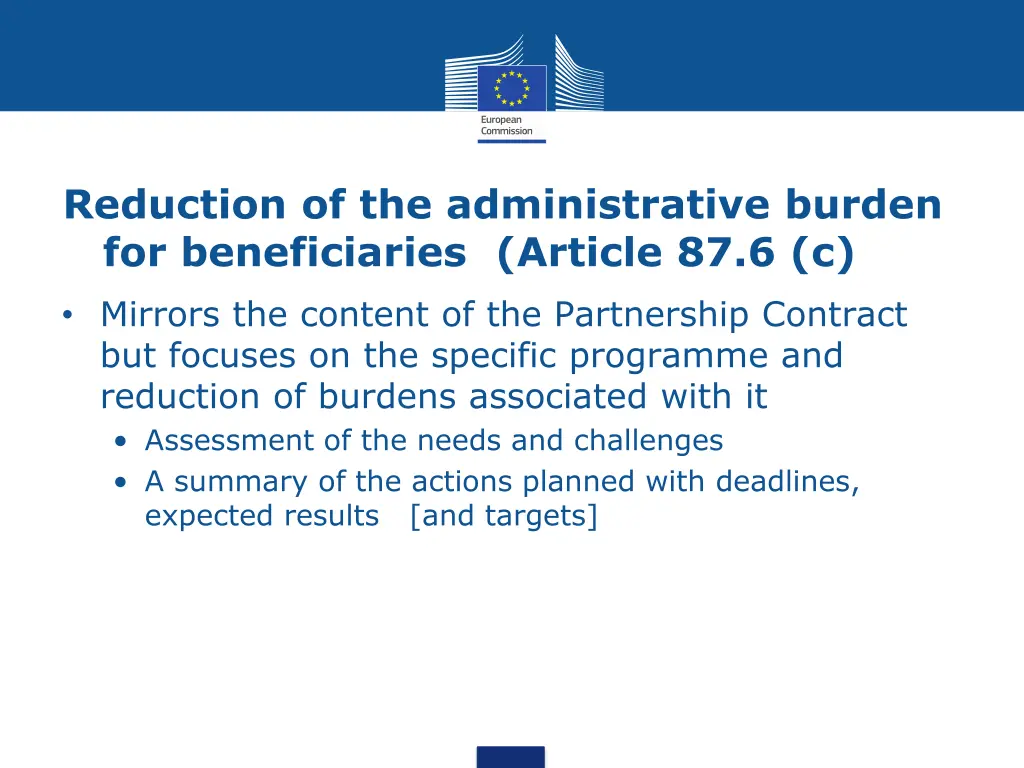 reduction of the administrative burden