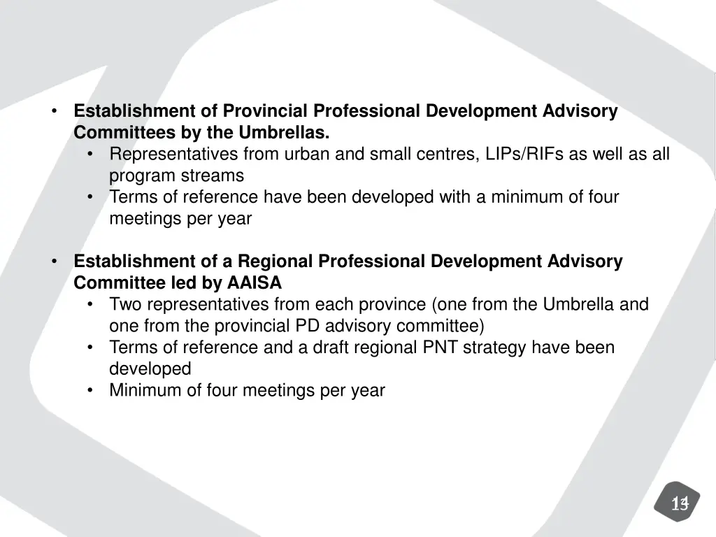 establishment of provincial professional
