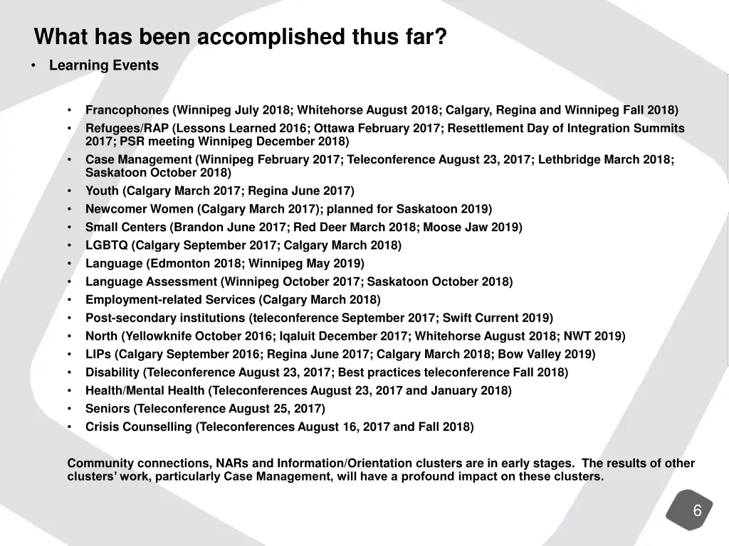 what has been accomplished thus far