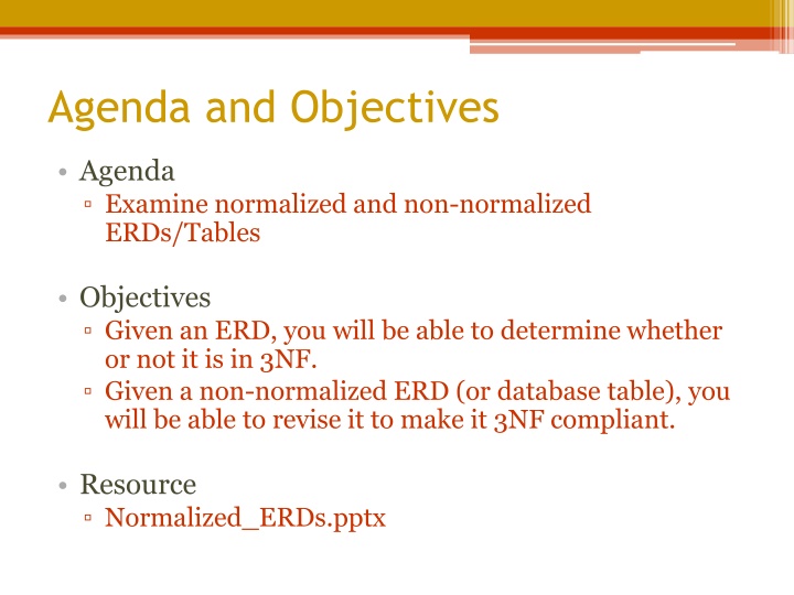agenda and objectives
