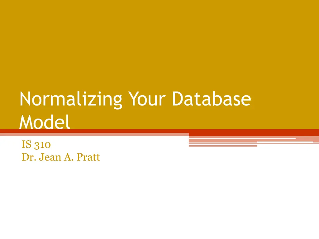 normalizing your database model is 310 dr jean