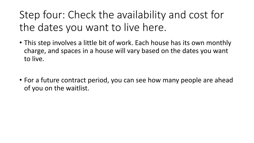 step four check the availability and cost