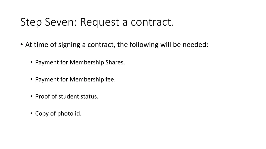 step seven request a contract