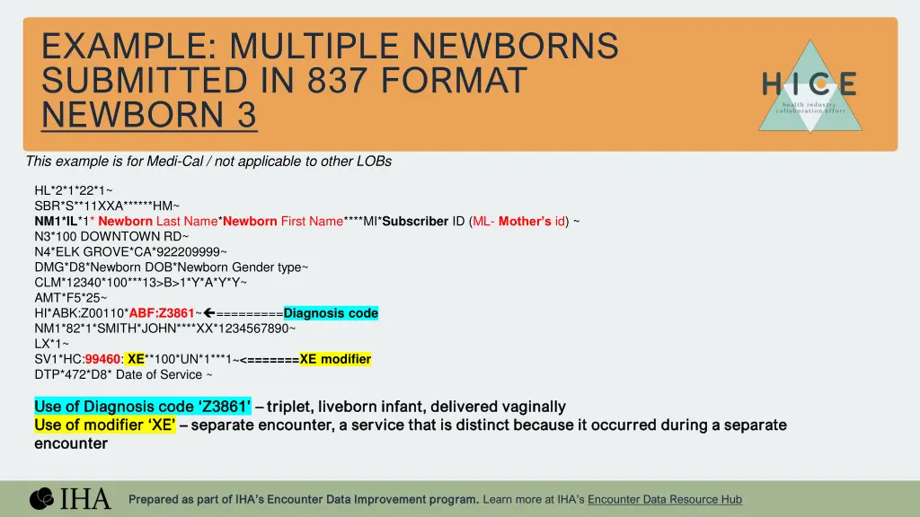 example multiple newborns submitted in 837 format 2