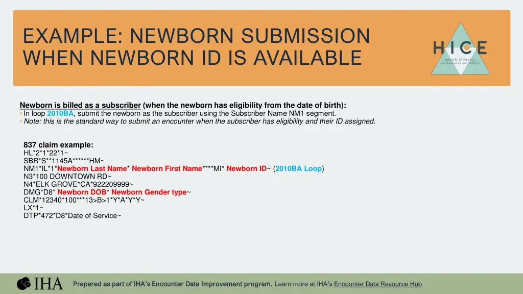 example newborn submission when newborn