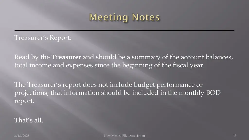 treasurer s report