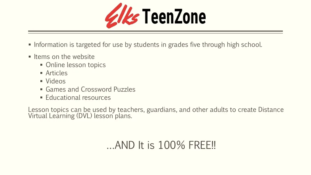 information is targeted for use by students