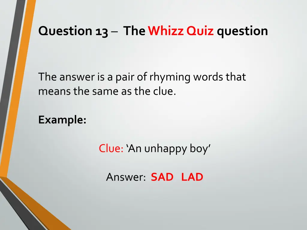 question 13 the whizz quiz question