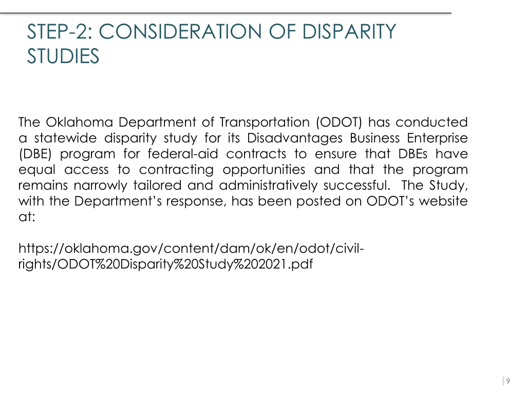 step 2 consideration of disparity studies