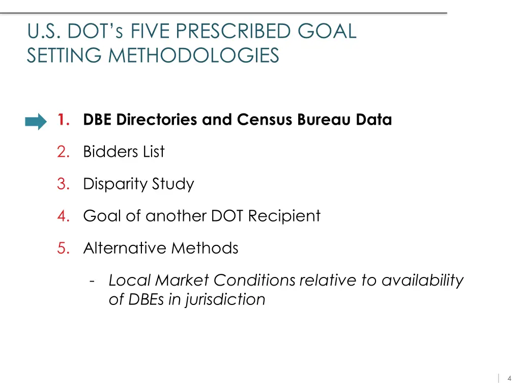 u s dot s five prescribed goal setting