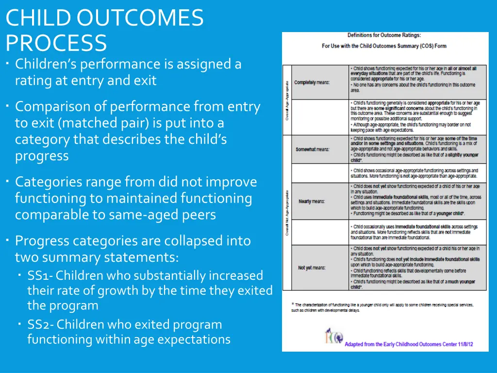 child outcomes process children s performance