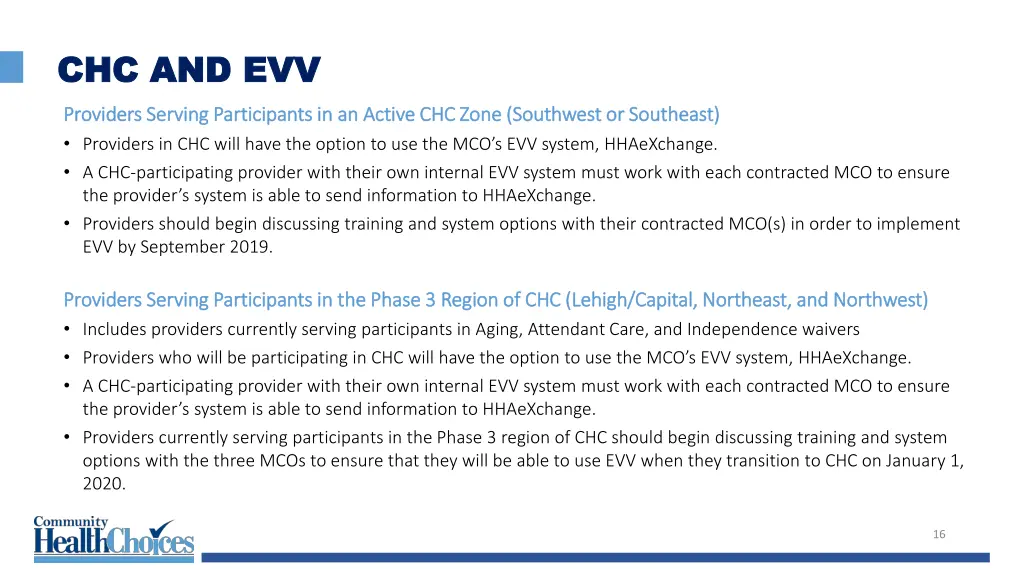 chc and evv chc and evv