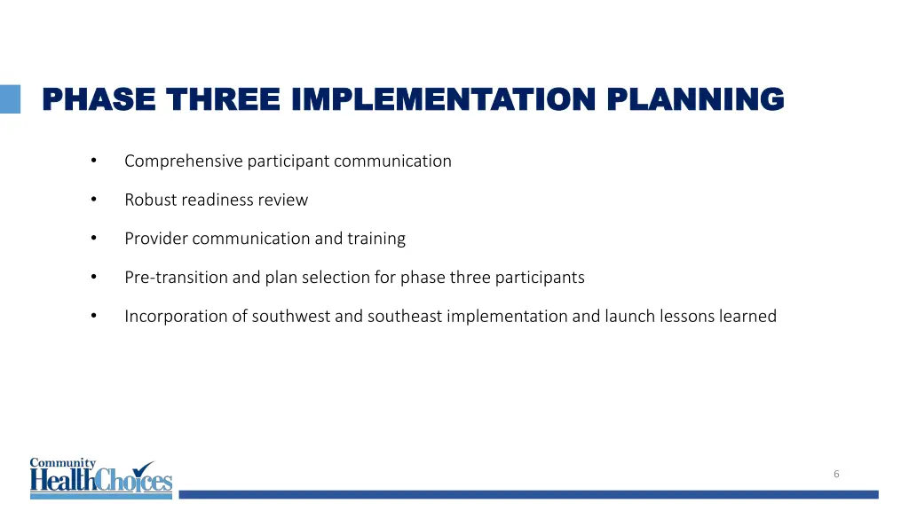phase three implementation planning phase three