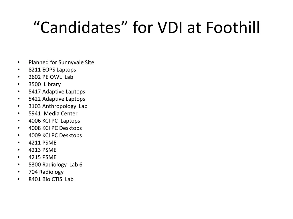 candidates for vdi at foothill