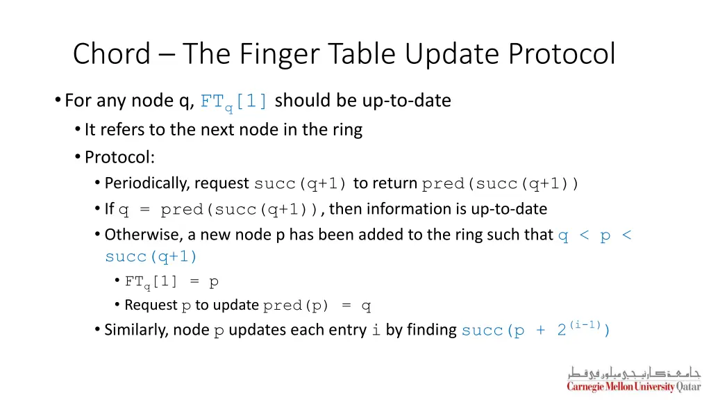 chord the finger table update protocol