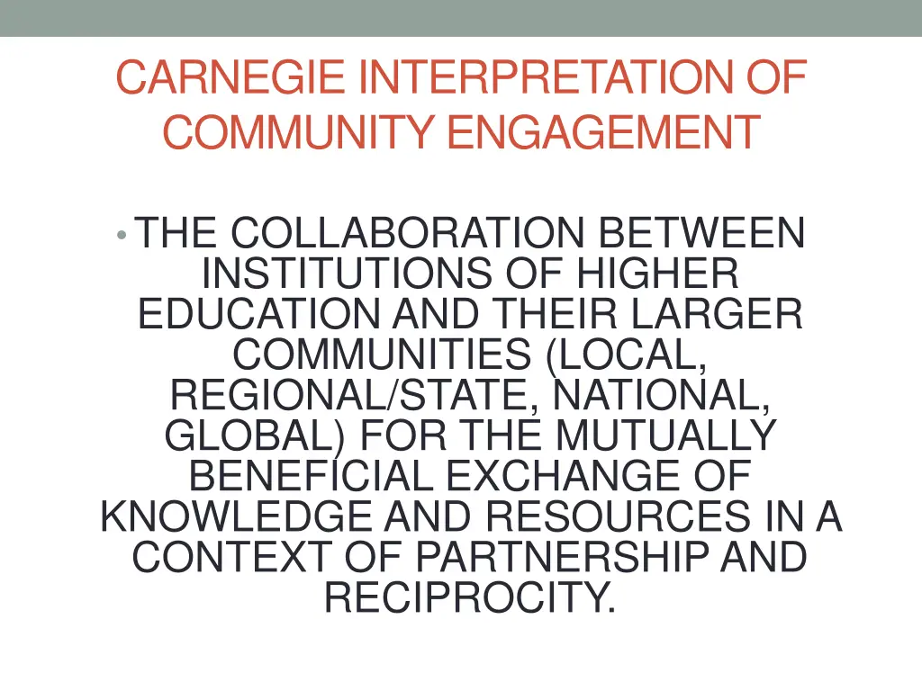 carnegie interpretation of community engagement