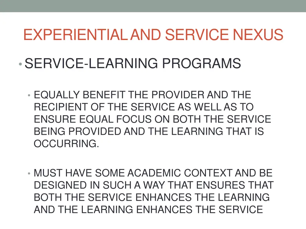experiential and service nexus