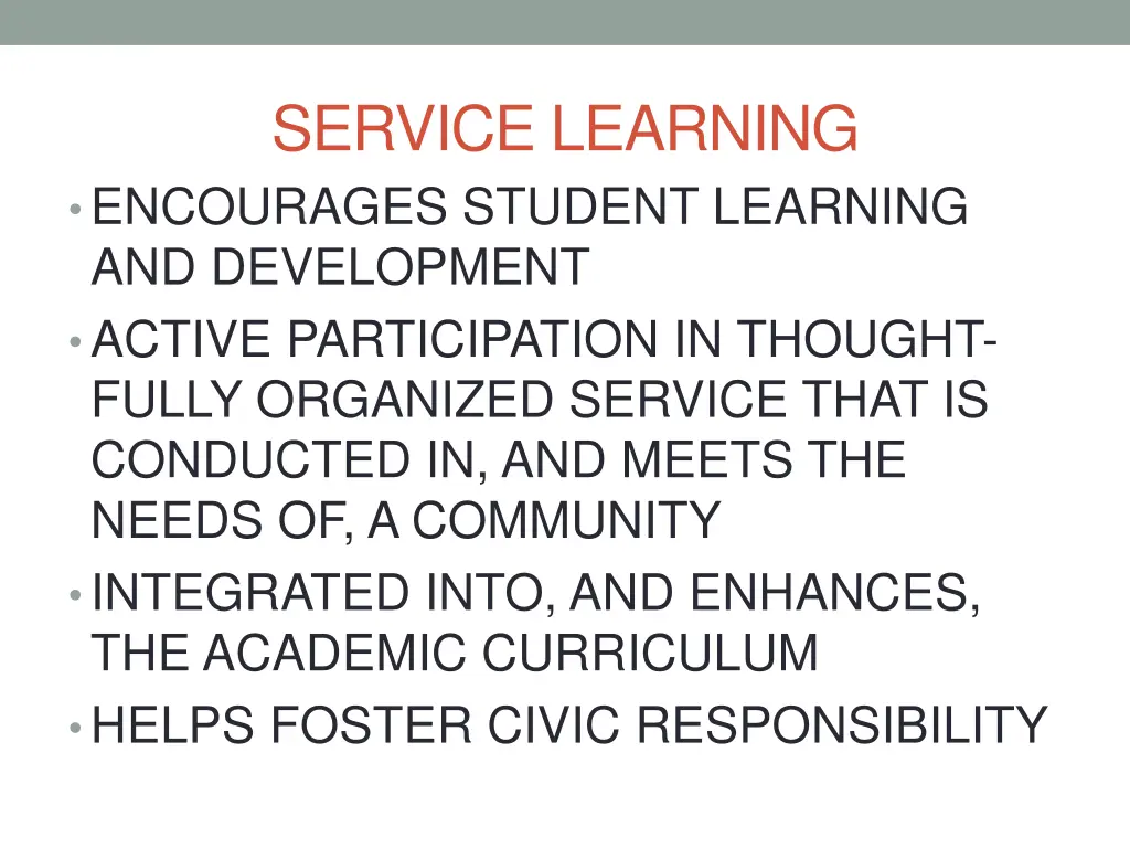 service learning encourages student learning