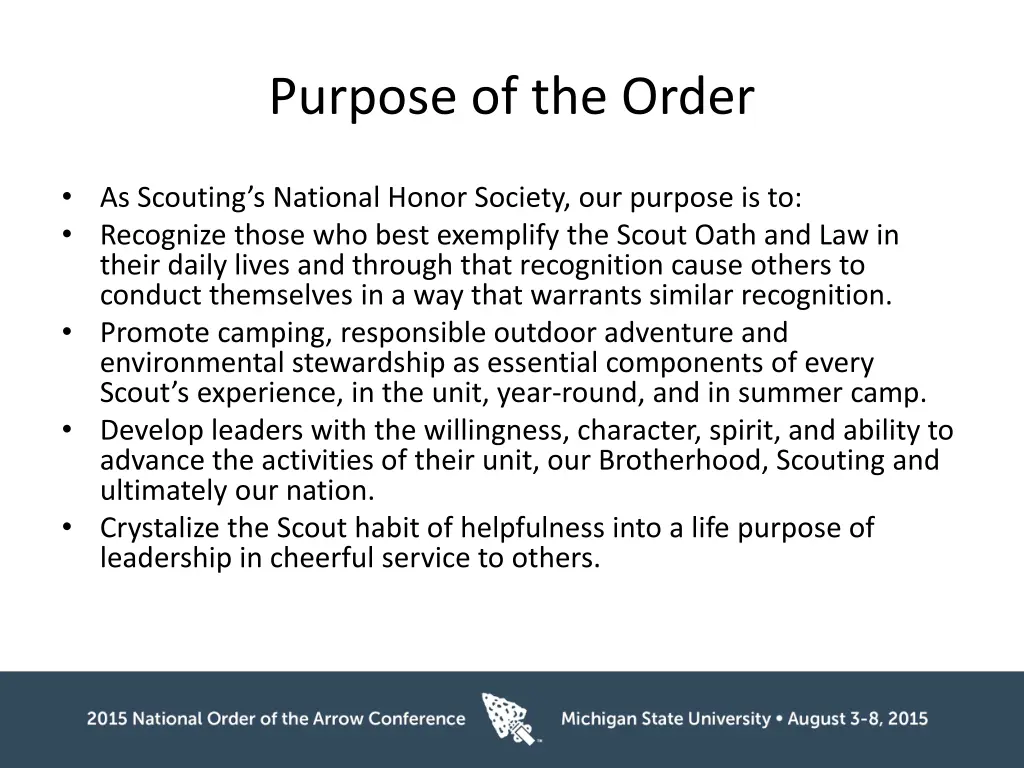 purpose of the order