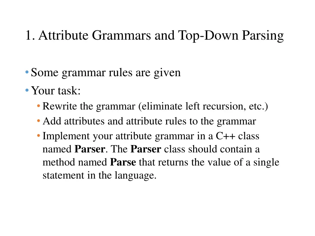 1 attribute grammars and top down parsing