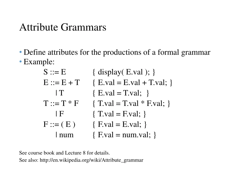 attribute grammars