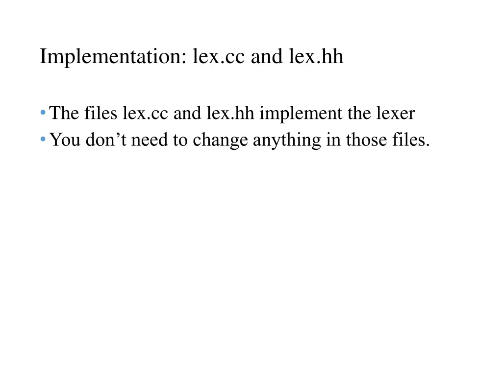 implementation lex cc and lex hh