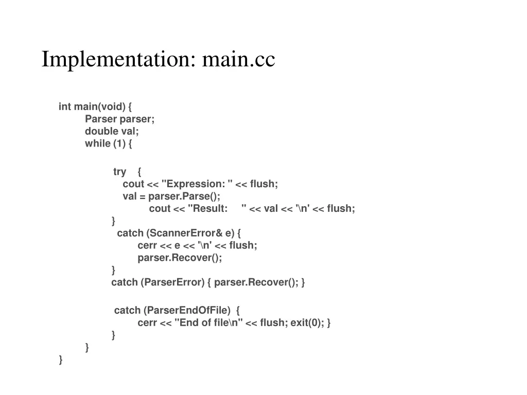 implementation main cc