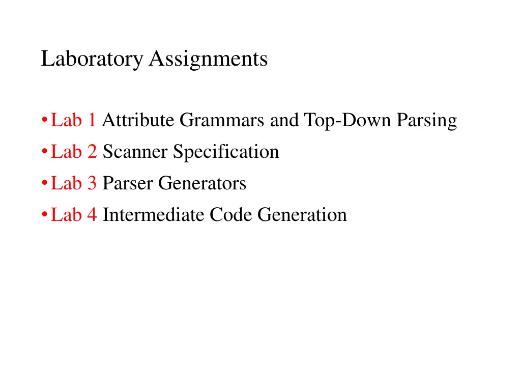 laboratory assignments 1
