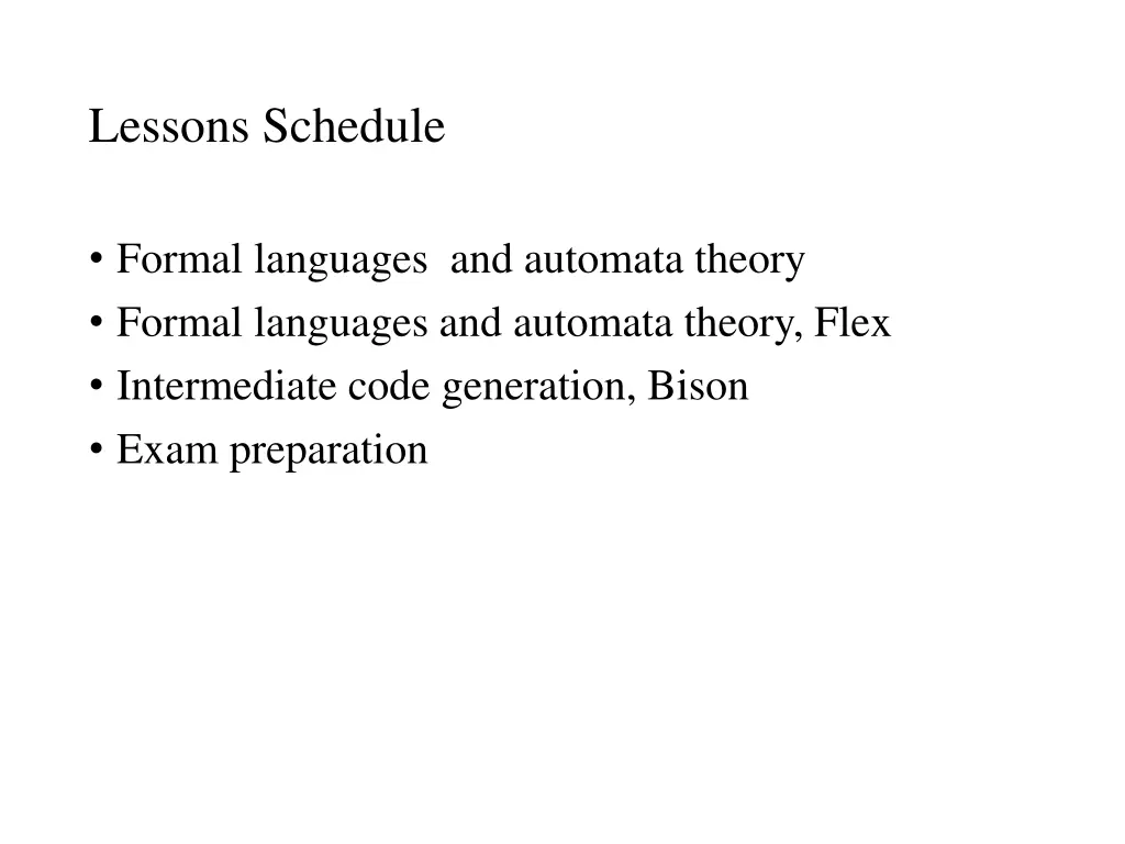 lessons schedule