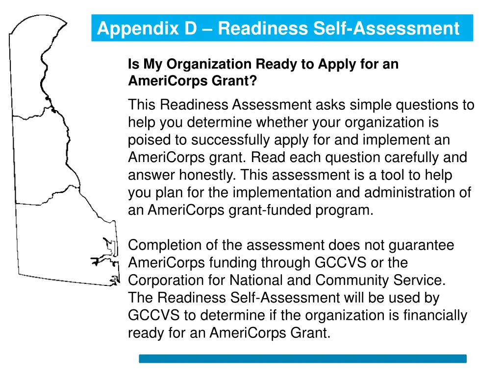 appendix d readiness self assessment