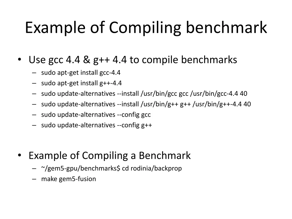 example of compiling benchmark