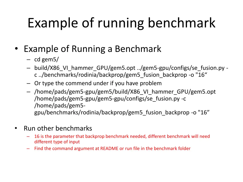example of running benchmark