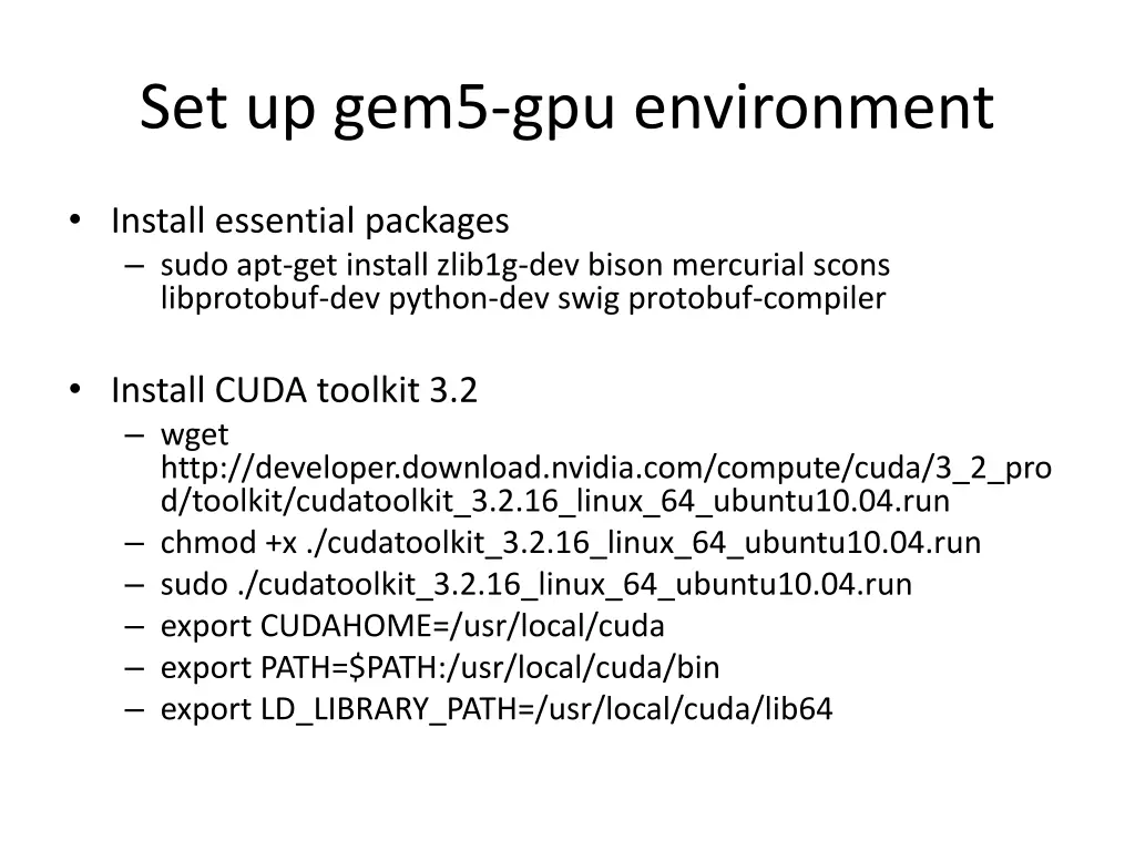 set up gem5 gpu environment 1