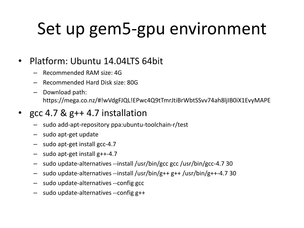 set up gem5 gpu environment