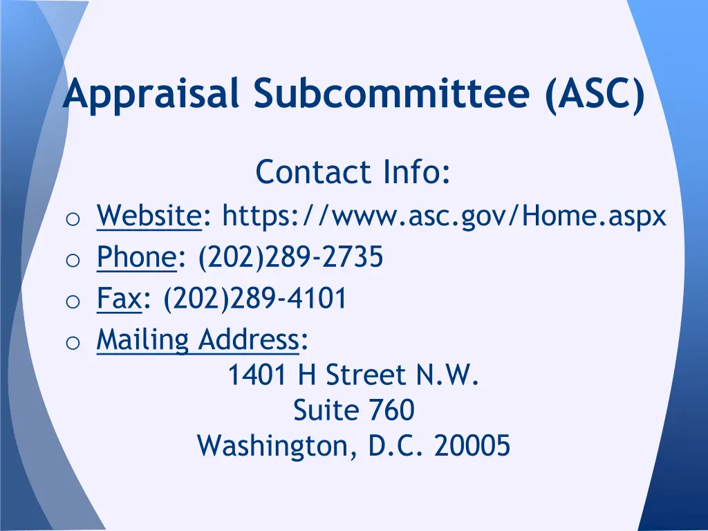 appraisal subcommittee asc 2