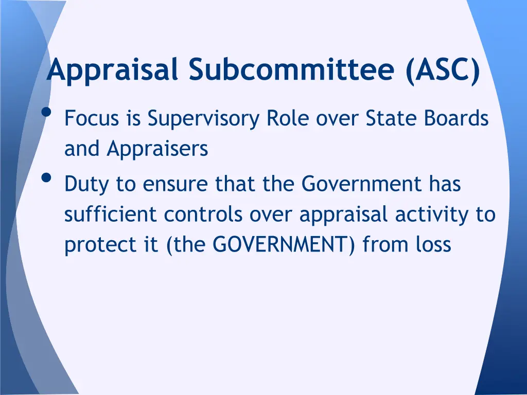 appraisal subcommittee asc