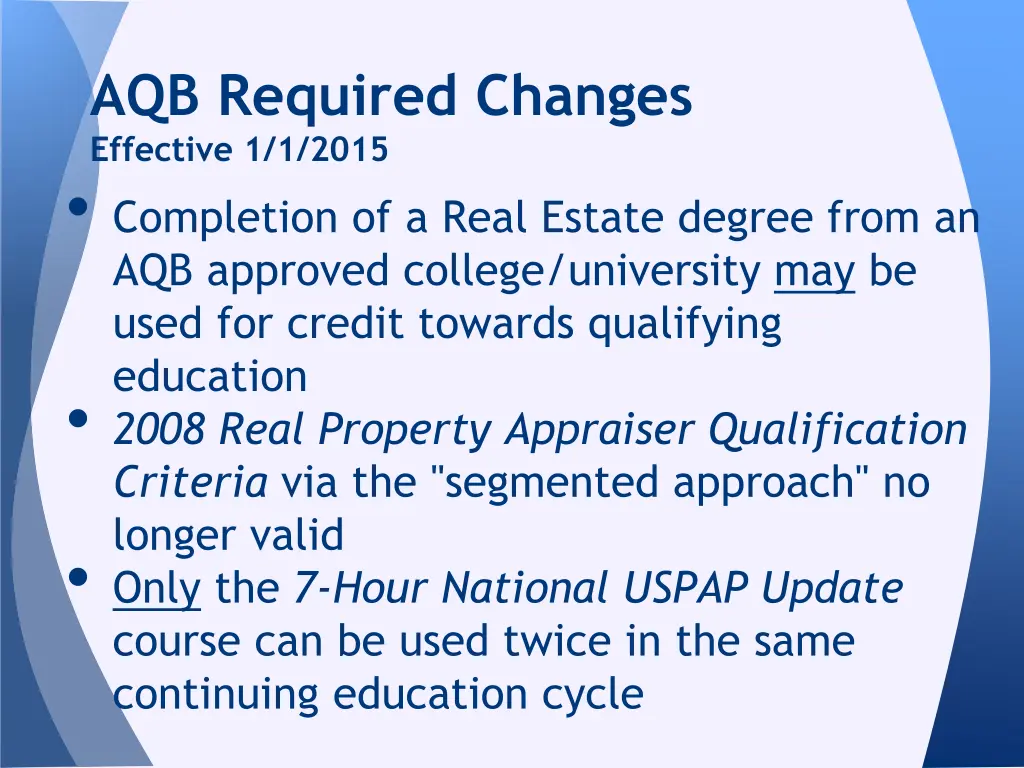 aqb required changes effective 1 1 2015 1