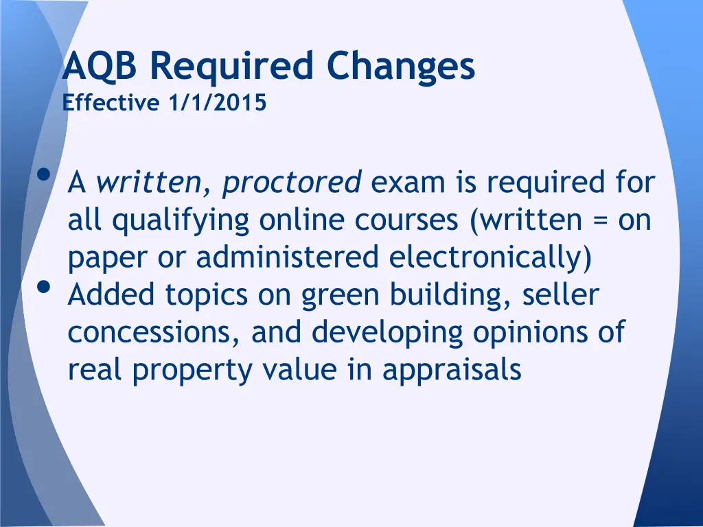 aqb required changes effective 1 1 2015 2