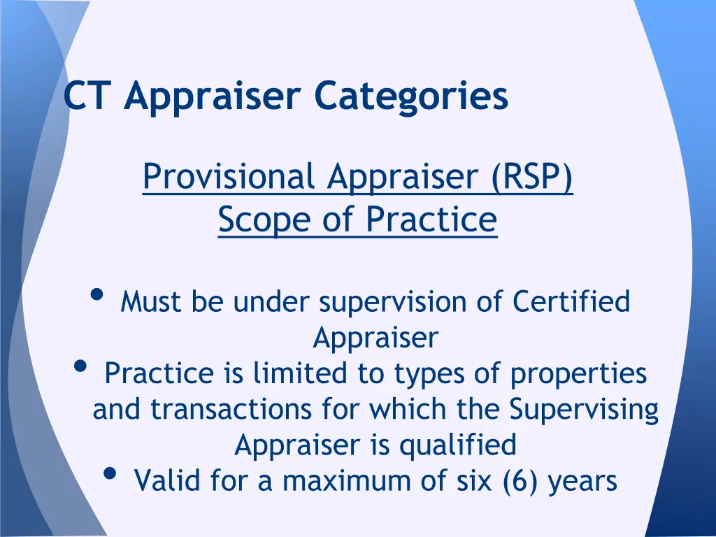 ct appraiser categories 1