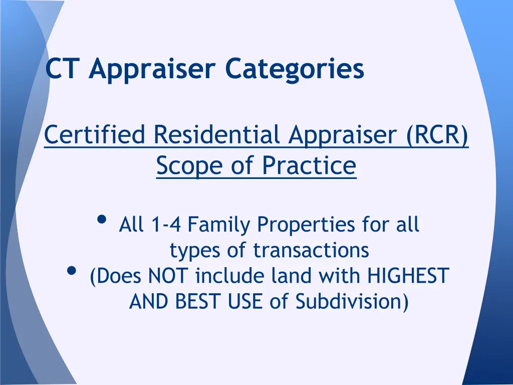 ct appraiser categories 3