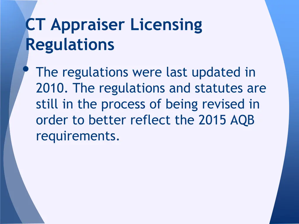 ct appraiser licensing regulations